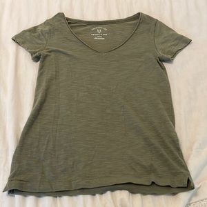 Army Green V-neck T-shirt